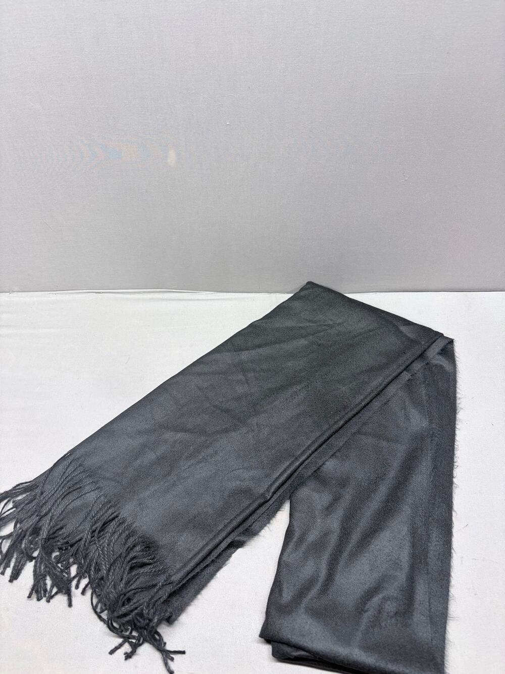 Portofino Italian Design Scarf Black Solid Fringe Wrap Oversized Pashmina Shawl